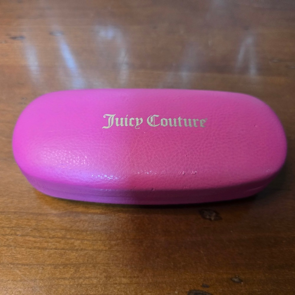 Juicy Couture OS Hot Pink Eyeglasses Case Women Hard Shell Faux Leather Logo
